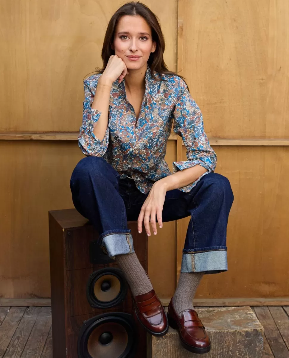 Femme Acanthe Chemisiers | Chemisier col et poignets à volants en tissu Liberty Margaret Annie