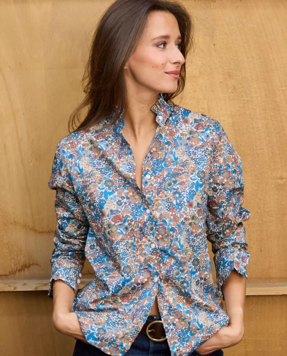 Femme Acanthe Chemisiers | Chemisier col et poignets à volants en tissu Liberty Margaret Annie