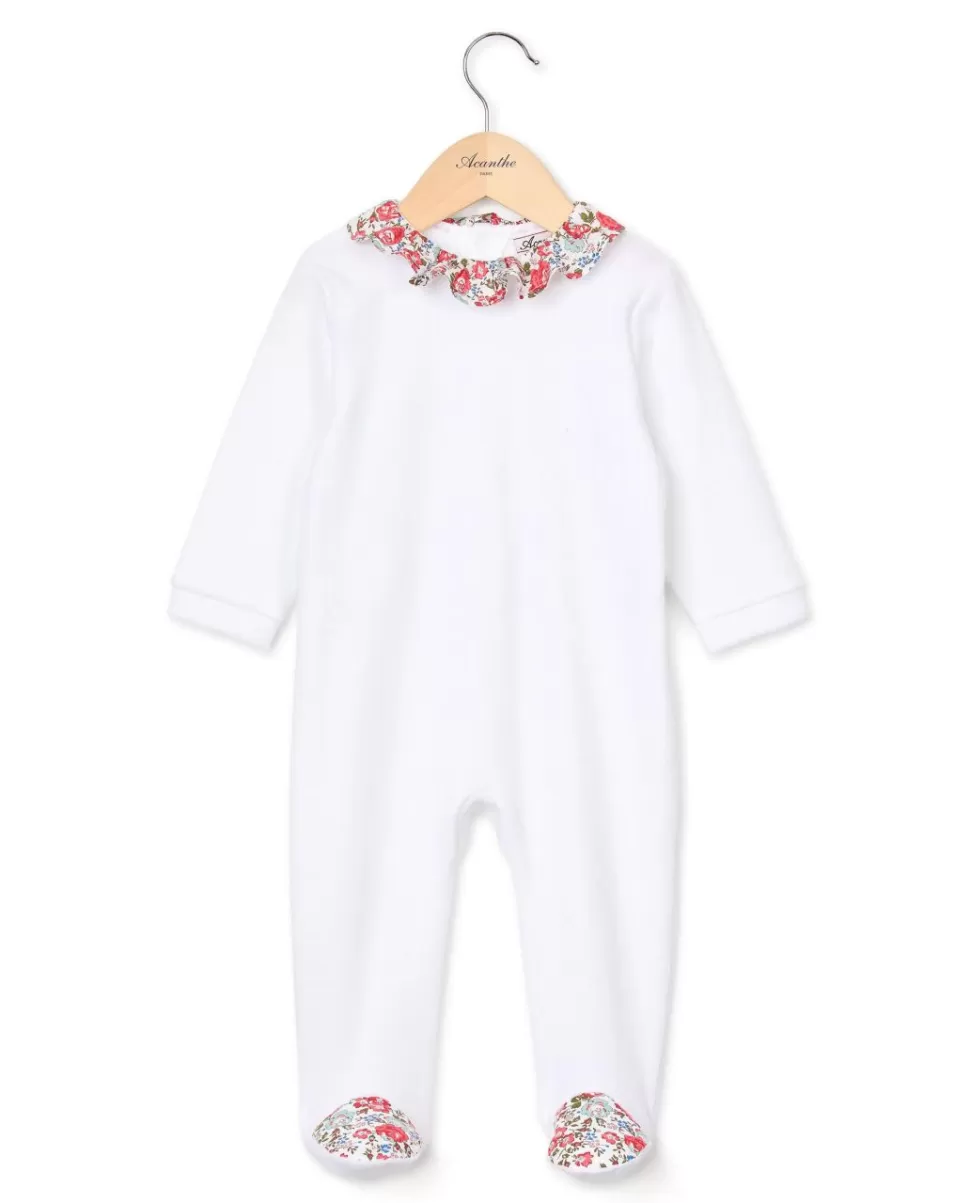 Acanthe Pyjamas | Dors bien blanc col volanté en tissu Liberty Felicite