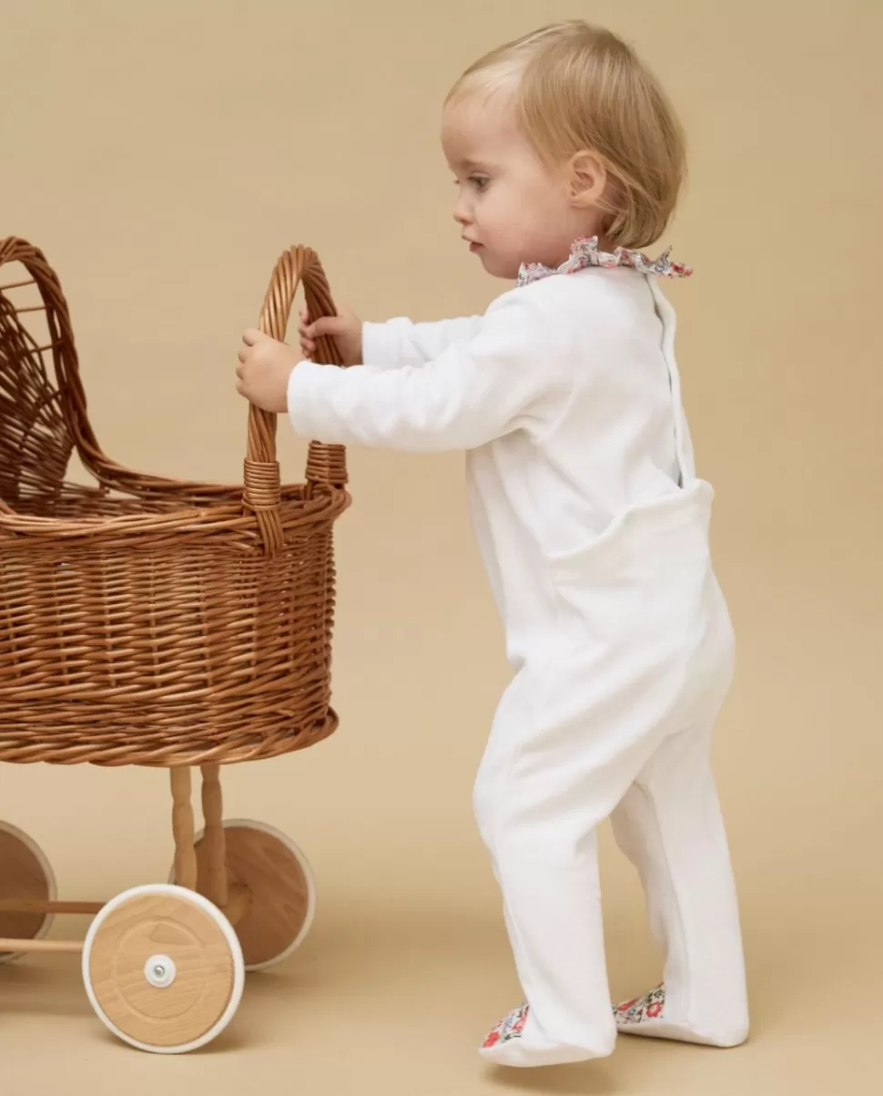 Acanthe Pyjamas | Dors bien blanc col volanté en tissu Liberty Felicite